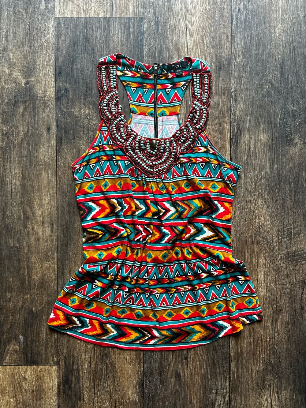 Aztec Beaded Racerback Tank Top
